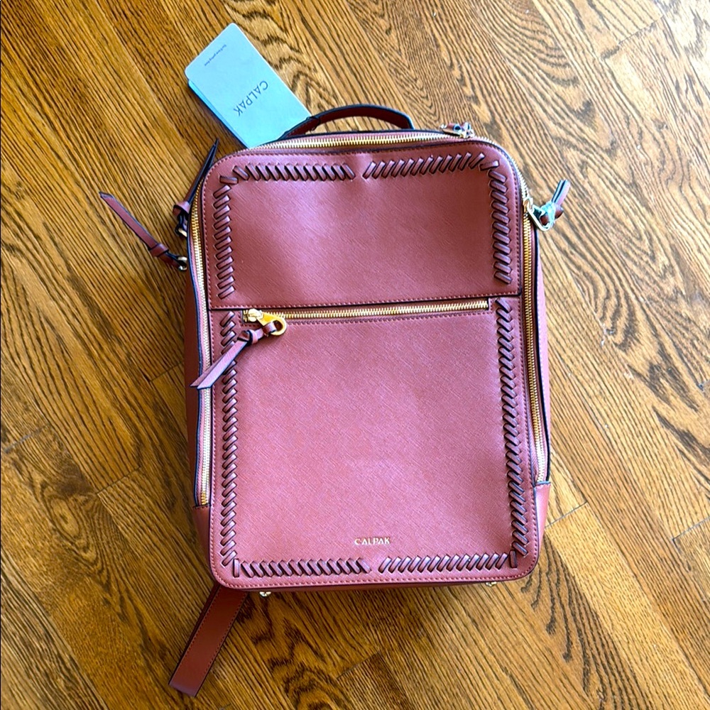 Calpak Tan Backpack with Braided Accents
